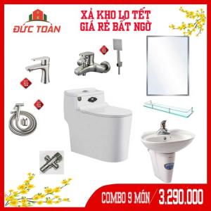 BỘ COMBO BÀN CẦU NHÀ TẮM TRỌN BỘ VICTORY 9 SẢN PHẨM  