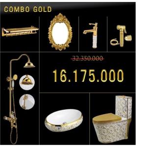 BỘ COMBO BÀN CẦU NHÀ TẮM TRỌN BỘ VICTORY 04 HOA VĂN VÀNG