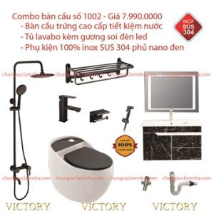 BỘ COMBO BÀN CẦU NHÀ TẮM TRỌN BỘ VICTORY ĐEN HUYỀN BÍ