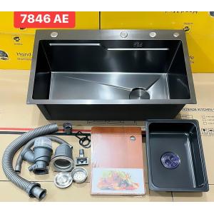 CHẬU RỬA CHÉN LEAD INOX 304 NANO XÁM  7846AE