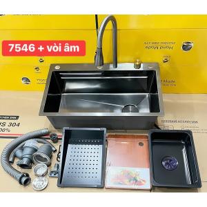 CHẬU RỬA CHÉN LEAD INOX 304 NANO XÁM  7546VA