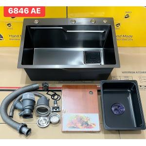 CHẬU RỬA CHÉN LEAD INOX 304 NANO XÁM  6846AE