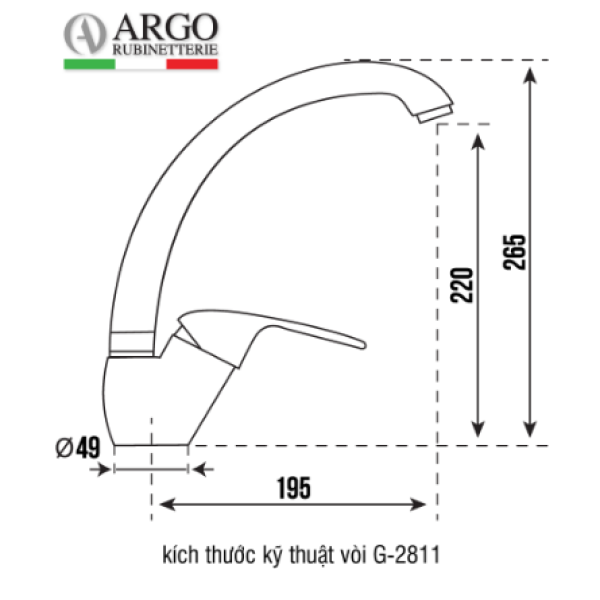 Vòi rửa chén nóng lạnh Argo G-2811-03