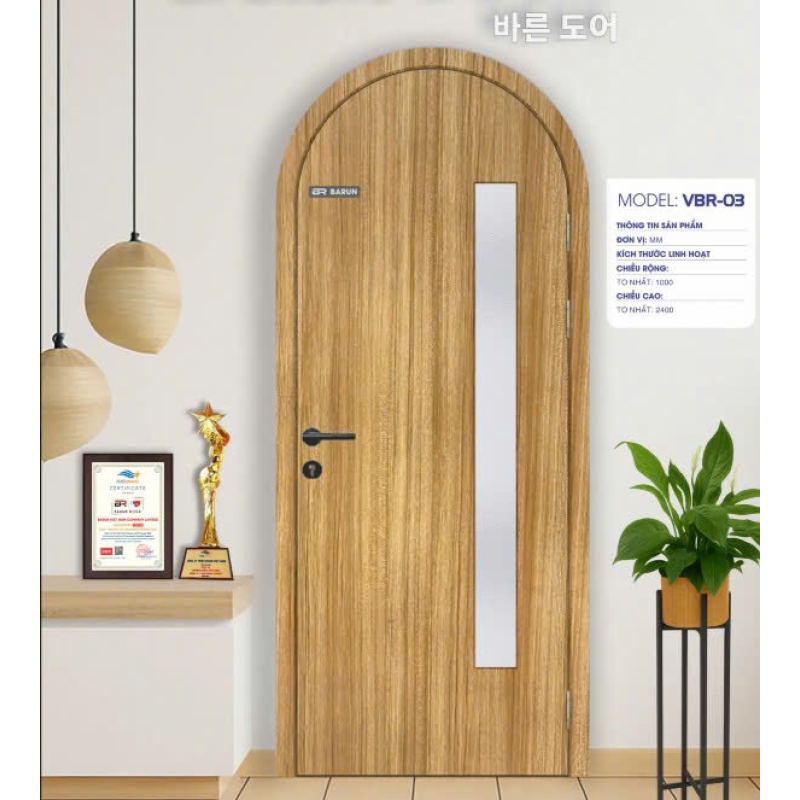 Cửa nhựa Vòm Barun Korea ô kiếng VBR-03