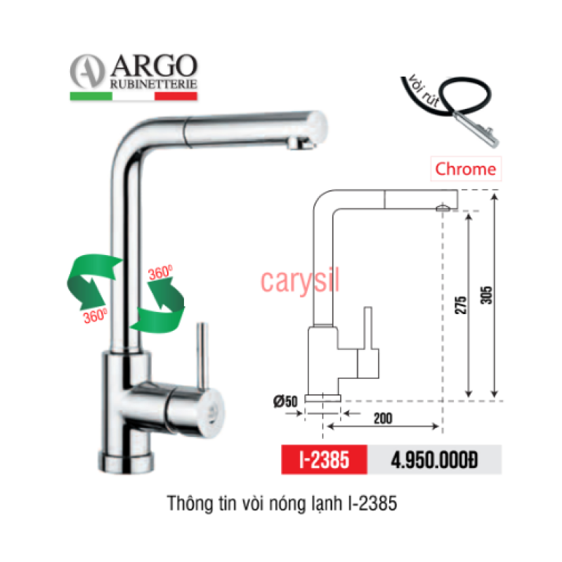 Vòi Rửa Chén Nóng Lạnh Argo I-2385