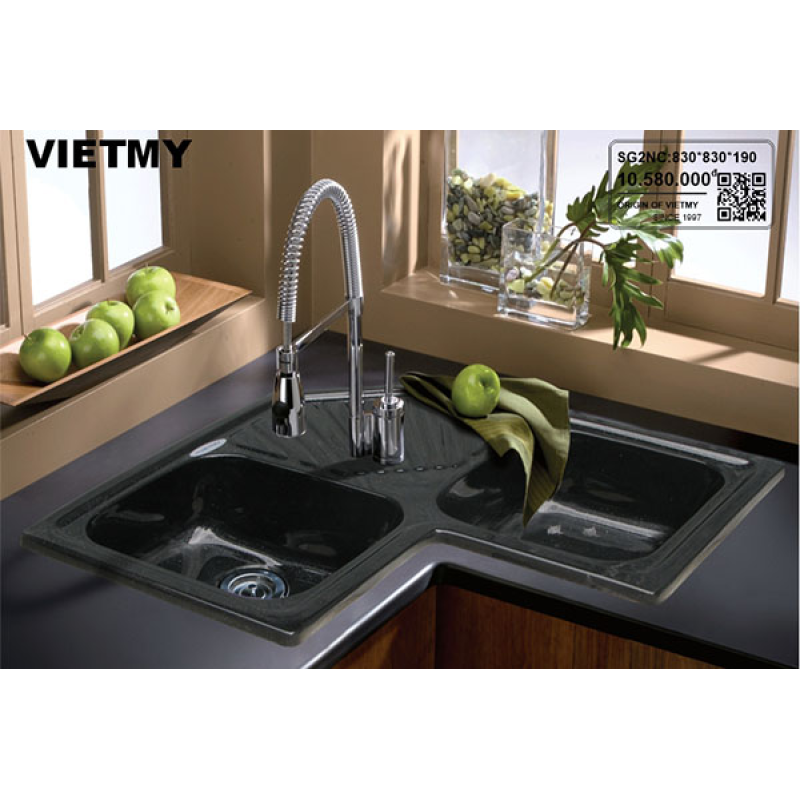 Chậu rửa ch&eacute;n đ&aacute; nh&acirc;n tạo Việt Mỹ SG2NC