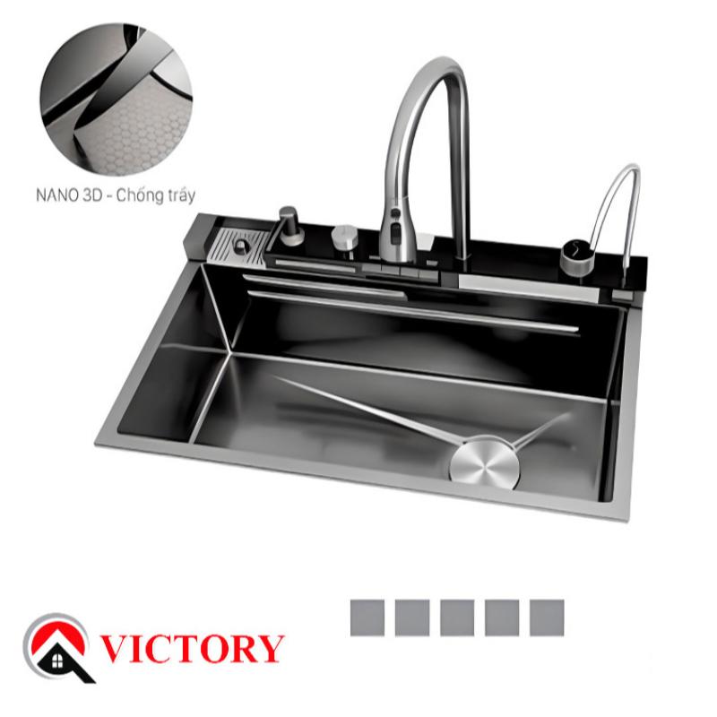 Chậu rửa chén thông minh VICTORY 5 phím VIC 7546 nano 3D