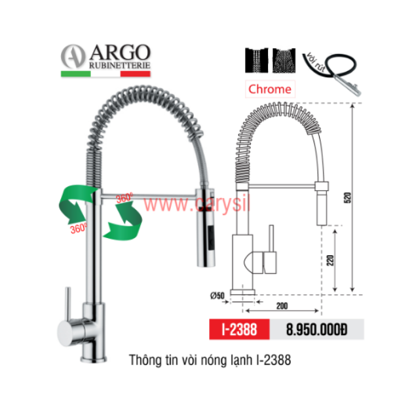 Vòi Rửa Chén Nóng Lạnh Argo I-2388