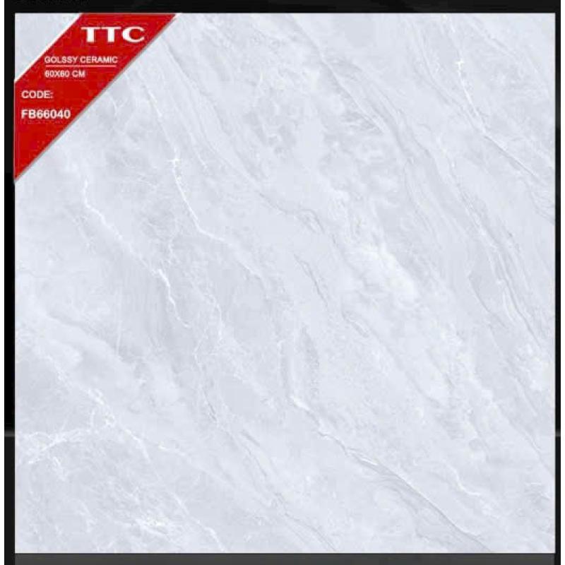 Gạch men bóng 600x600 vân khói trắng  FB66040
