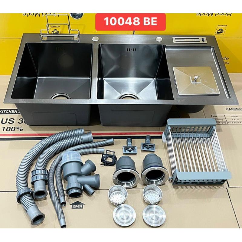 CHẬU RỬA CHÉN CREAVE INOX 304 NANO XÁM  10048BE