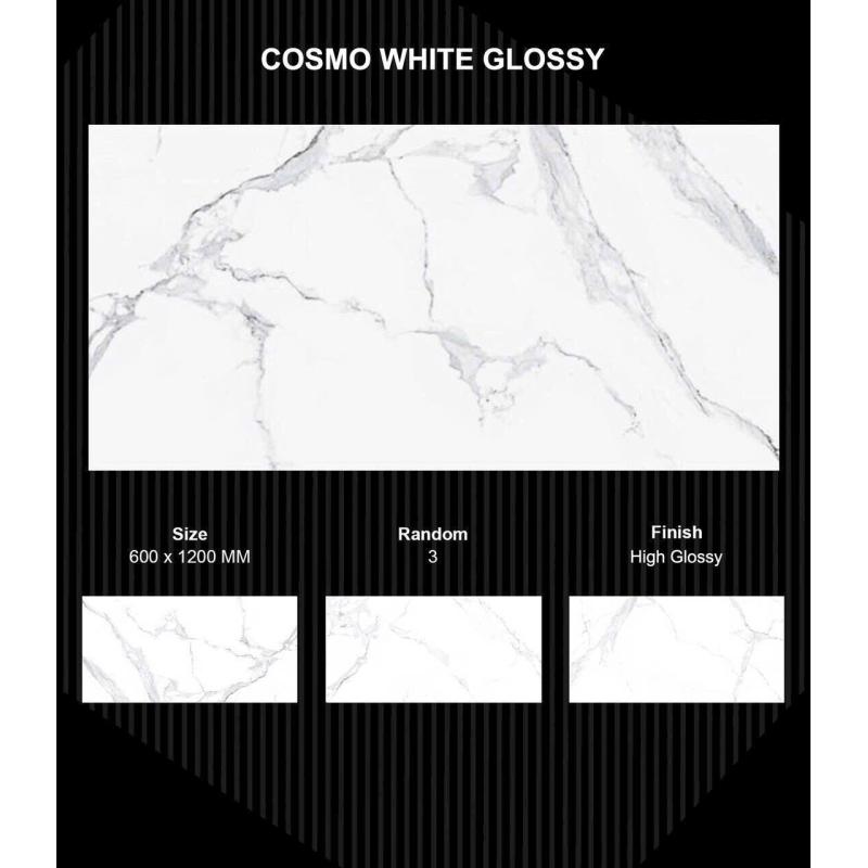 Gạch Ấn Độ 600x1200 mm COSMO WHITE GLOSSY