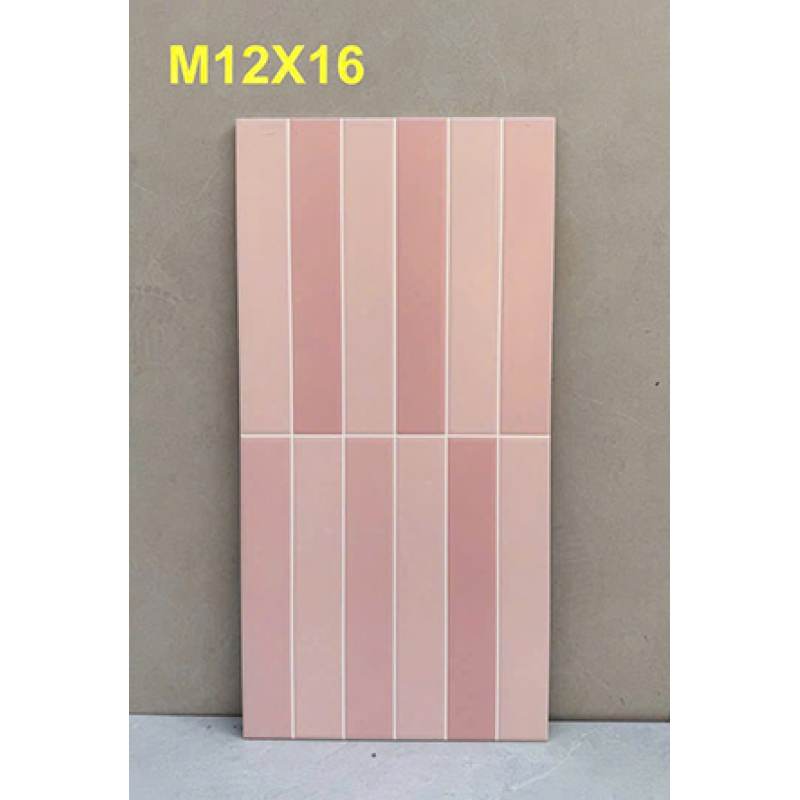 Gạch trang trí 30x60 giả thẻ màu hồng M12X16